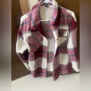 Red plaid shacket. Worn once. Size small.